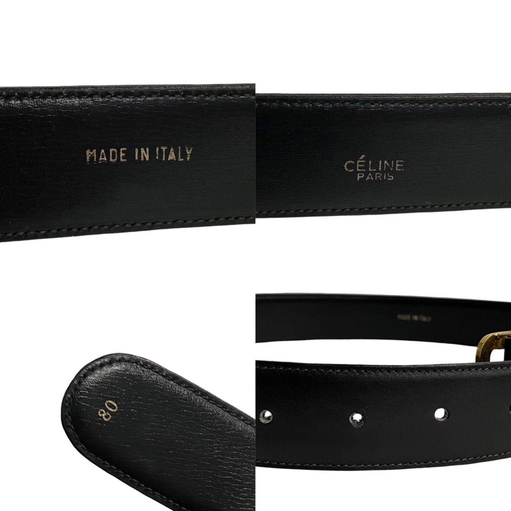 CELINE Carriage hardware leather belt accessory for women and men, black 11444