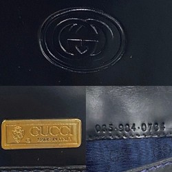 GUCCI Old Gucci Sherry Line Leather Long Wallet Folding Navy 25358
