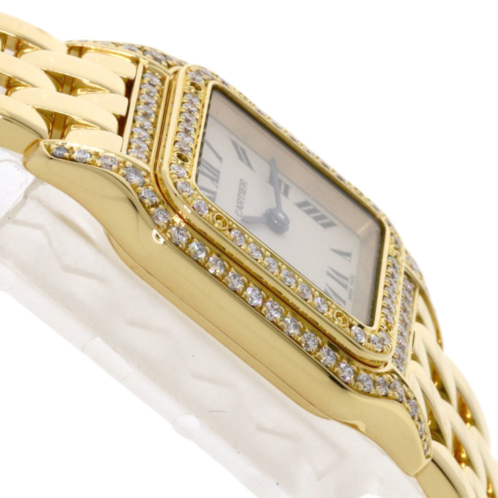 Cartier WF3072B9 Panthere SM Double Diamond Manufacturer Complete Wristwatch K18 Yellow Gold K18YG Ladies