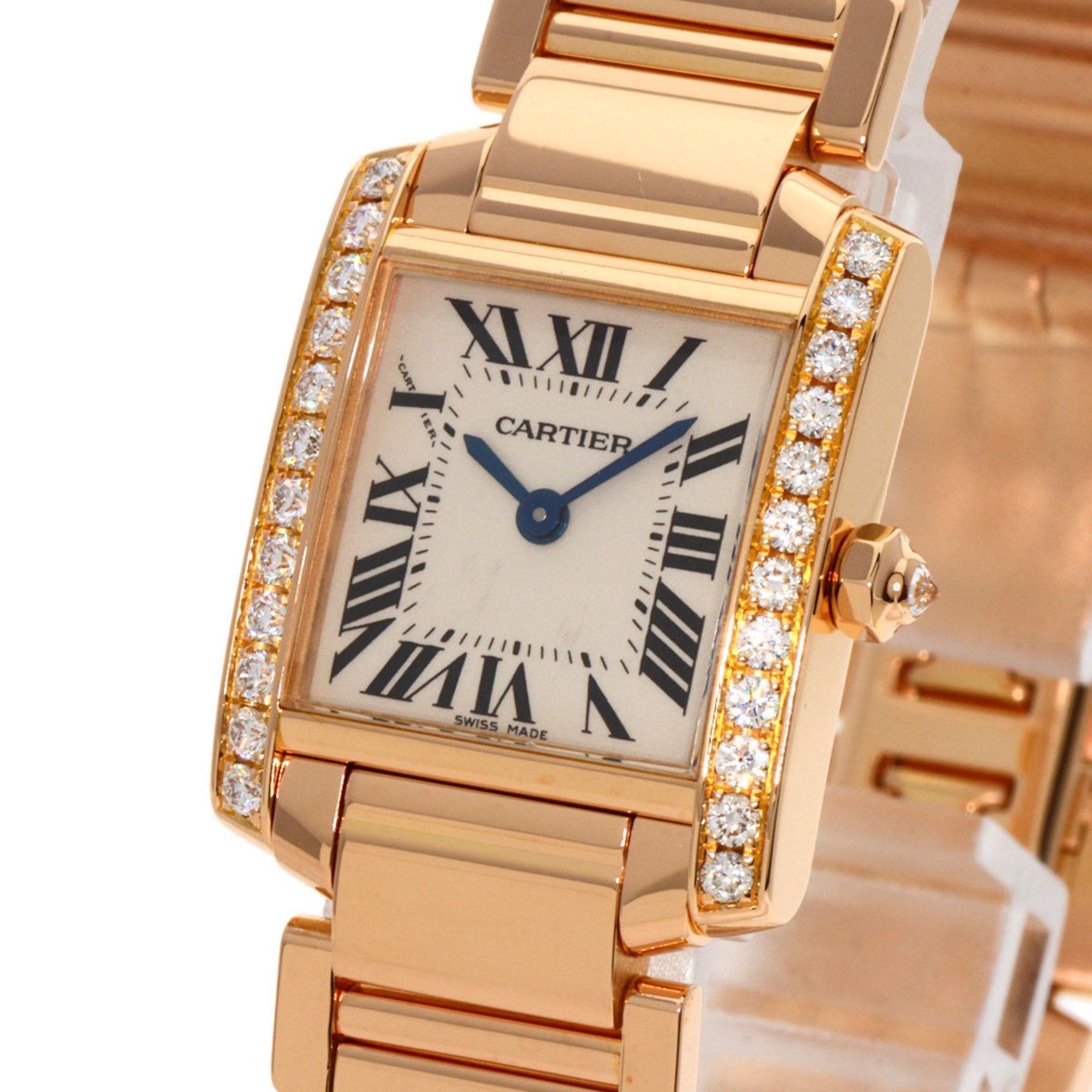 Cartier WE1001R8 Tank Francaise SM Diamond Watch K18 Pink Gold K18PG Ladies