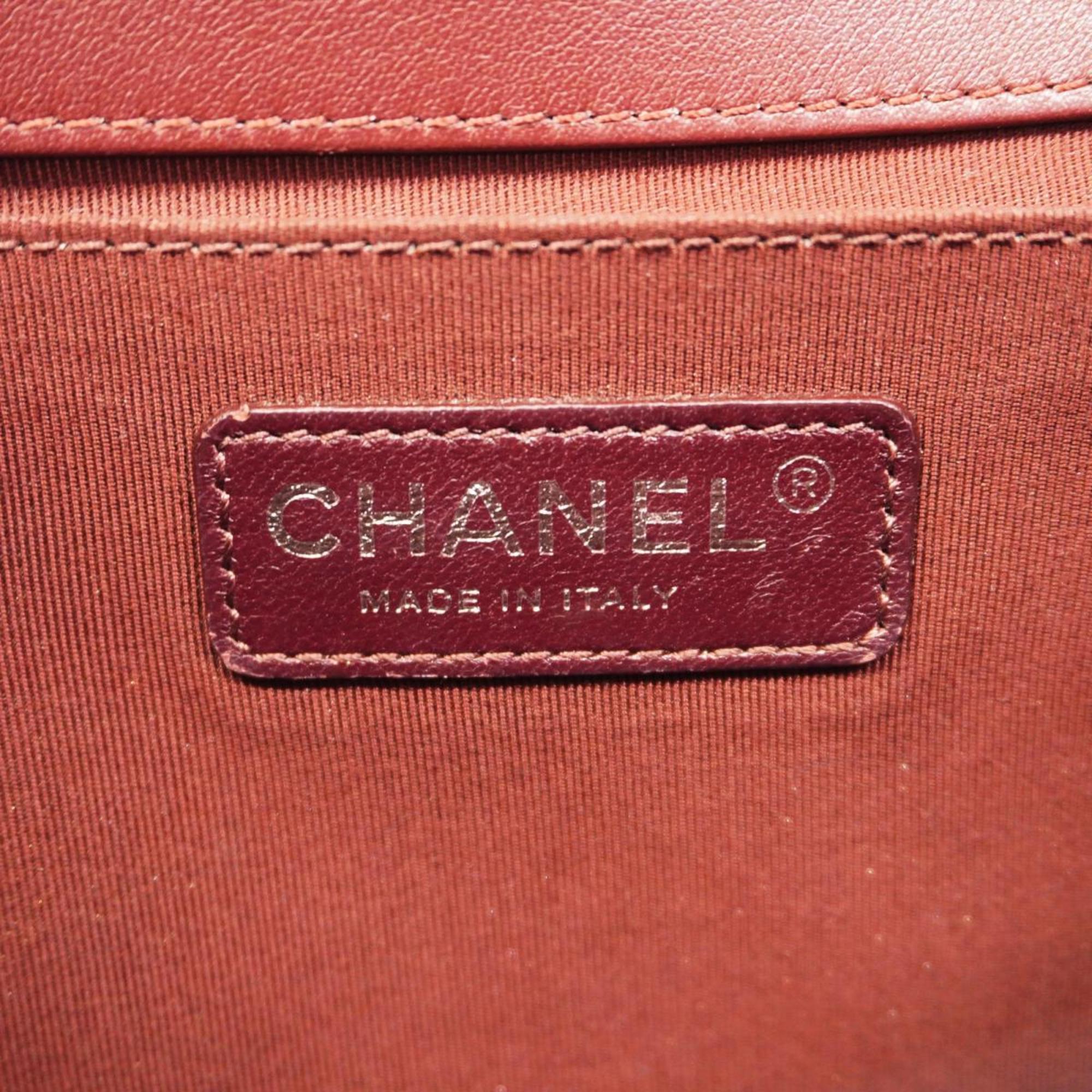 Chanel Shoulder Bag Boy Chain Suede Bordeaux Women's
