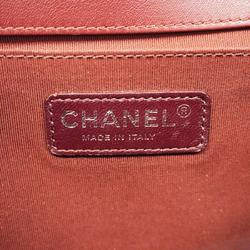 Chanel Shoulder Bag Boy Chain Suede Bordeaux Women's