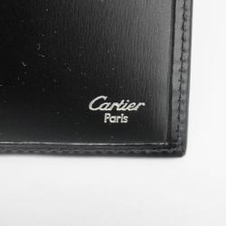 Cartier Tri-fold Wallet Panthere Leather Black Women's