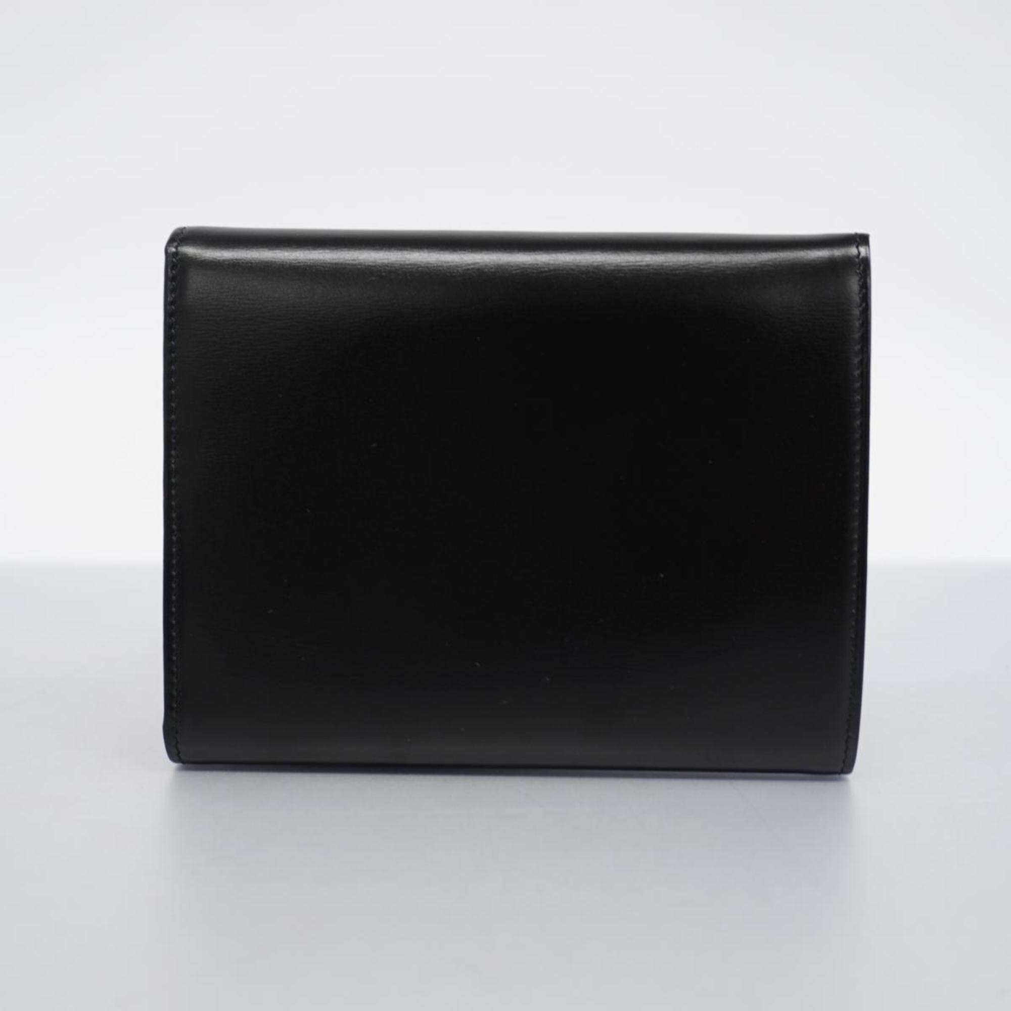 Cartier Tri-fold Wallet Panthere Leather Black Women's