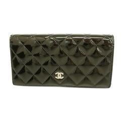 Chanel Long Wallet Matelasse Patent Leather Black Women's