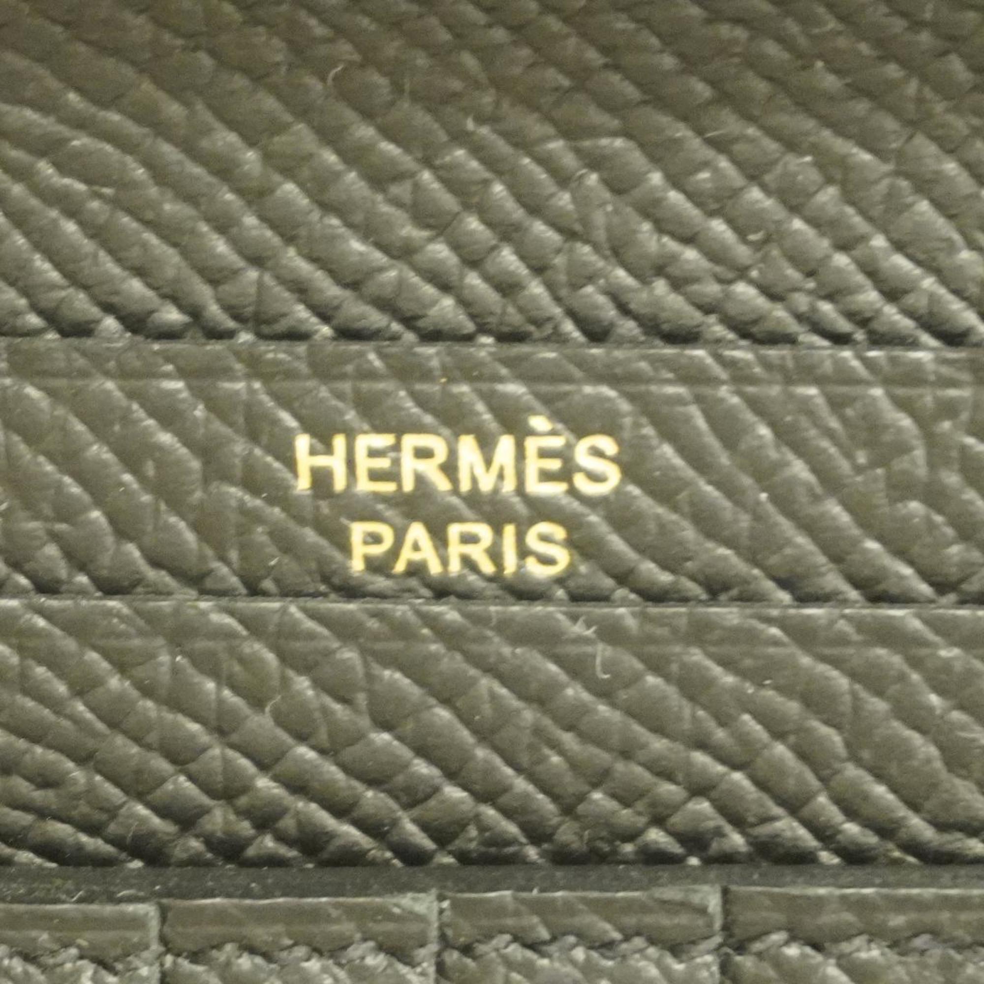 Hermes Wallet Bearn Compact U Stamp Veau Epsom Black Women's