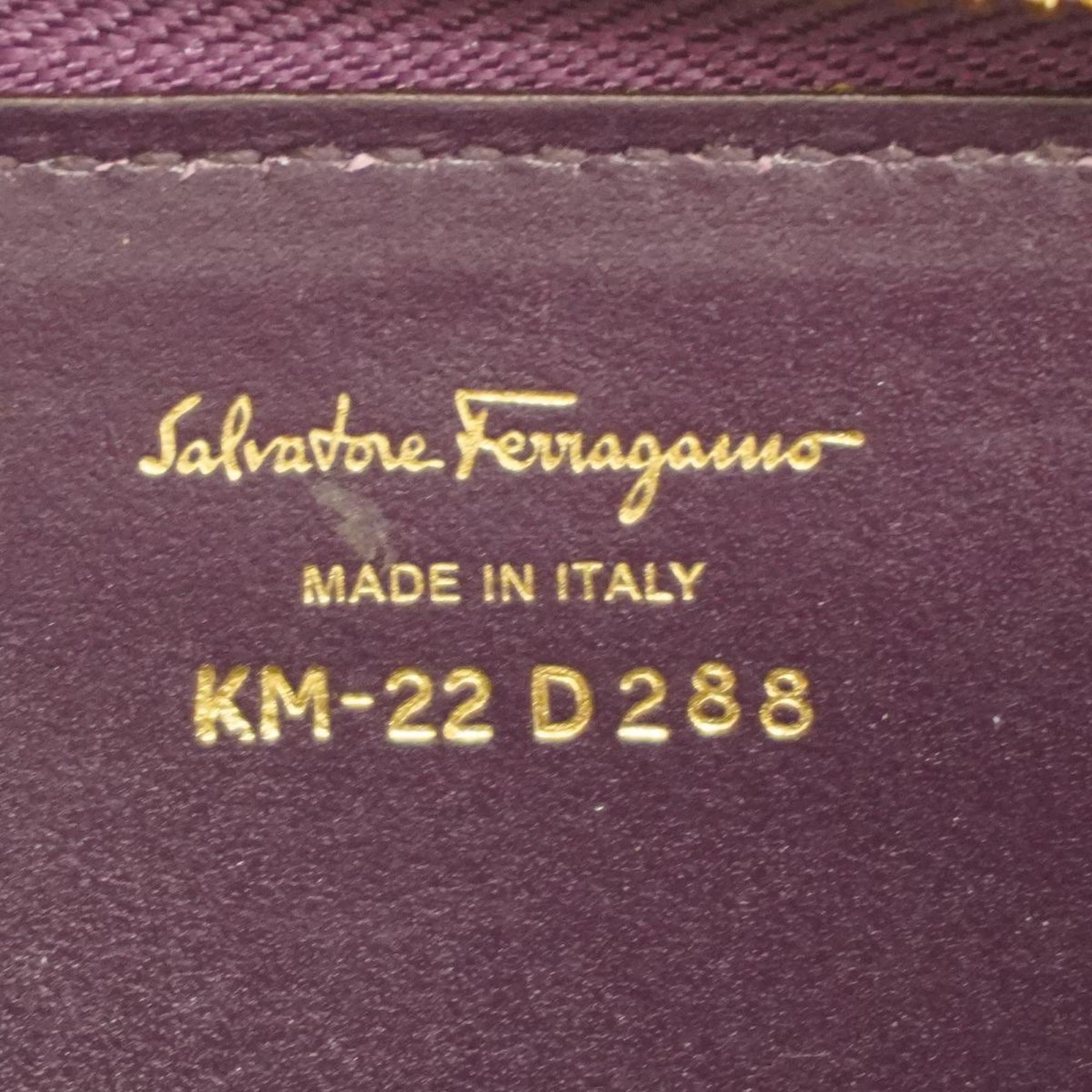 Salvatore Ferragamo Wallet/Coin Case Vara Leather Purple Women's