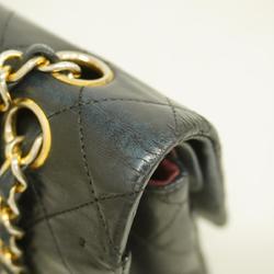 Chanel Shoulder Bag Matelasse W Flap Chain Lambskin Black Women's