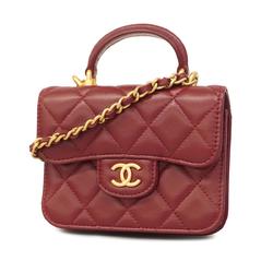 Chanel handbag, Matelasse, chain shoulder, lambskin, Bordeaux, champagne, women's