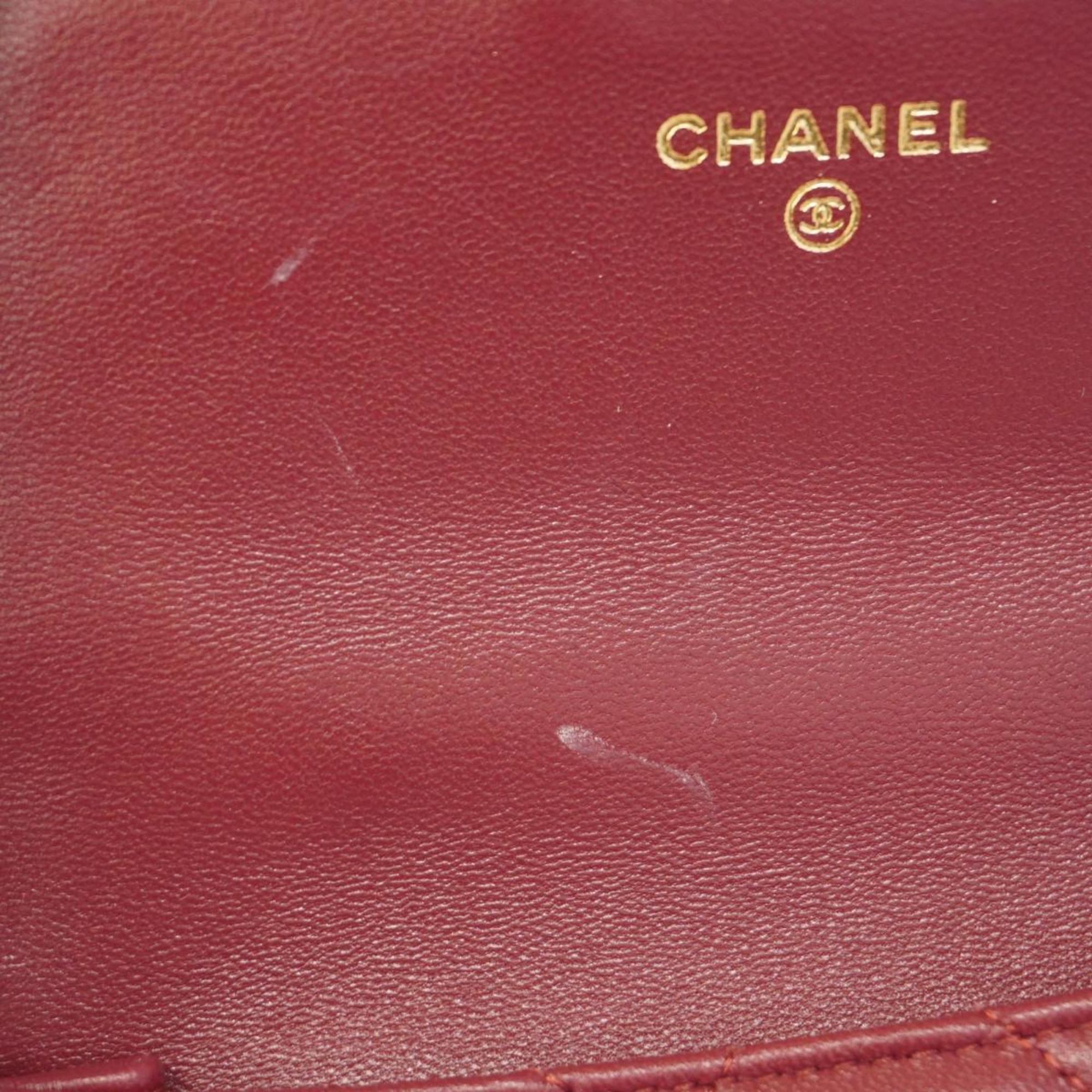 Chanel handbag, Matelasse, chain shoulder, lambskin, Bordeaux, champagne, women's