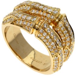 Cartier Bamboo Diamond 2 Row #61 Ring, K18 Yellow Gold, Women's