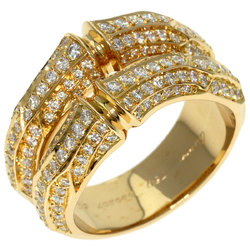 Cartier Bamboo Diamond 2 Row #61 Ring, K18 Yellow Gold, Women's