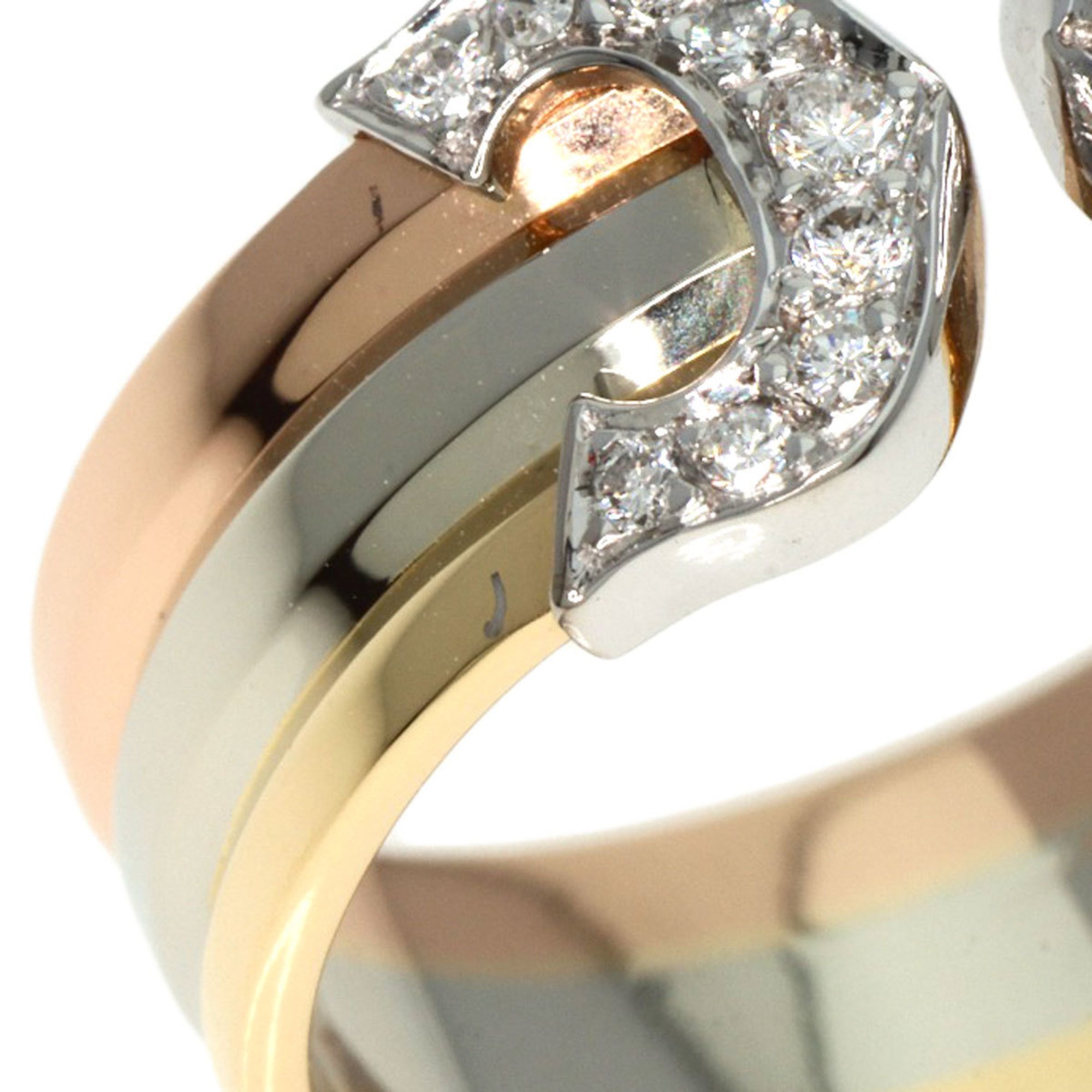 Cartier 2C Diamond #48 Ring, K18 Yellow Gold, K18WG, K18PG, Women's