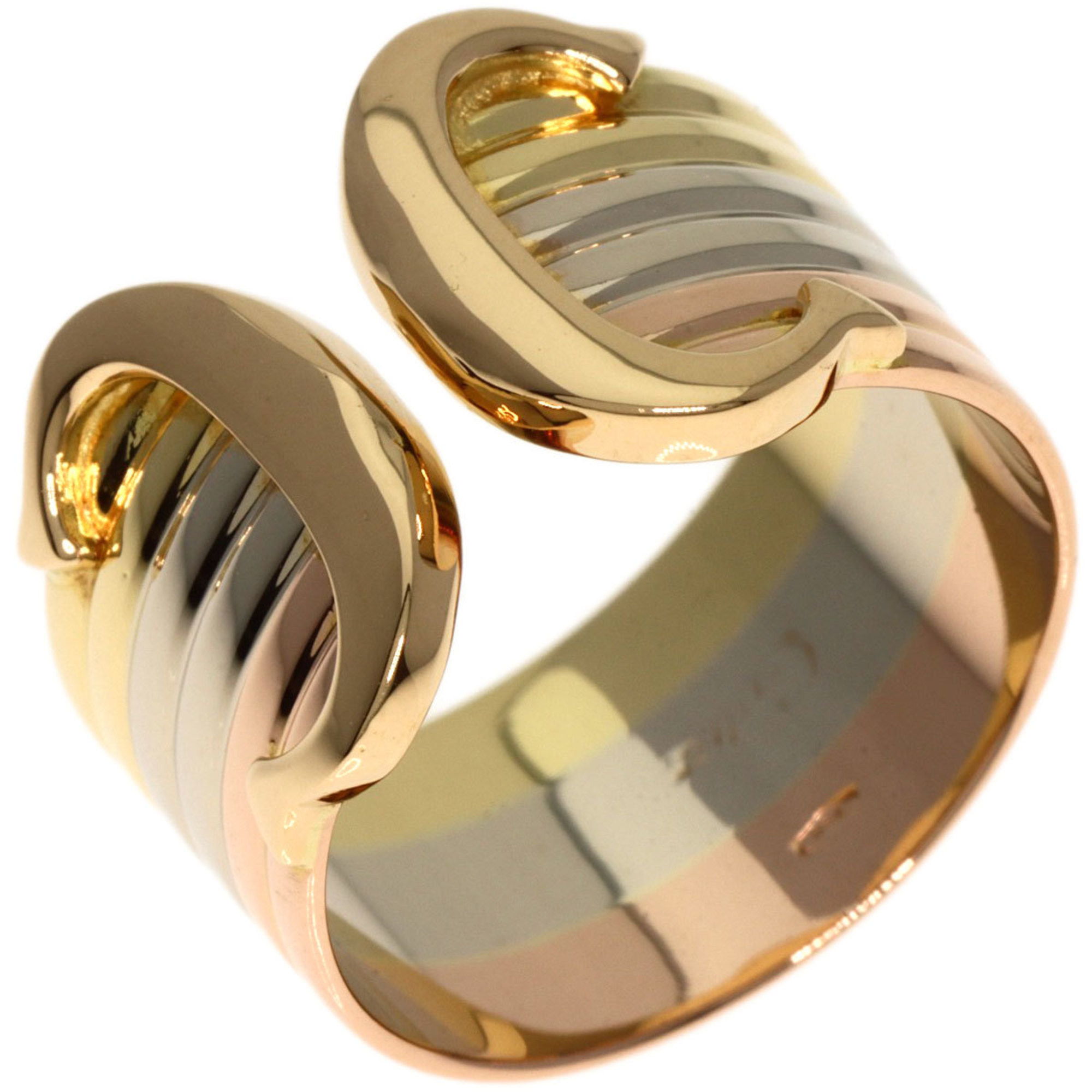 Cartier 2C LM #50 Ring, K18 Yellow Gold, K18WG, K18PG, Women's