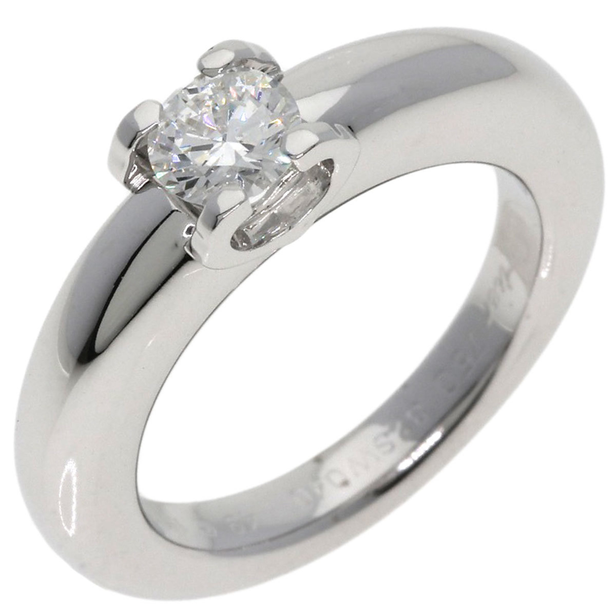 Cartier C de Solitaire Diamond #49 Ring, K18 White Gold, Women's