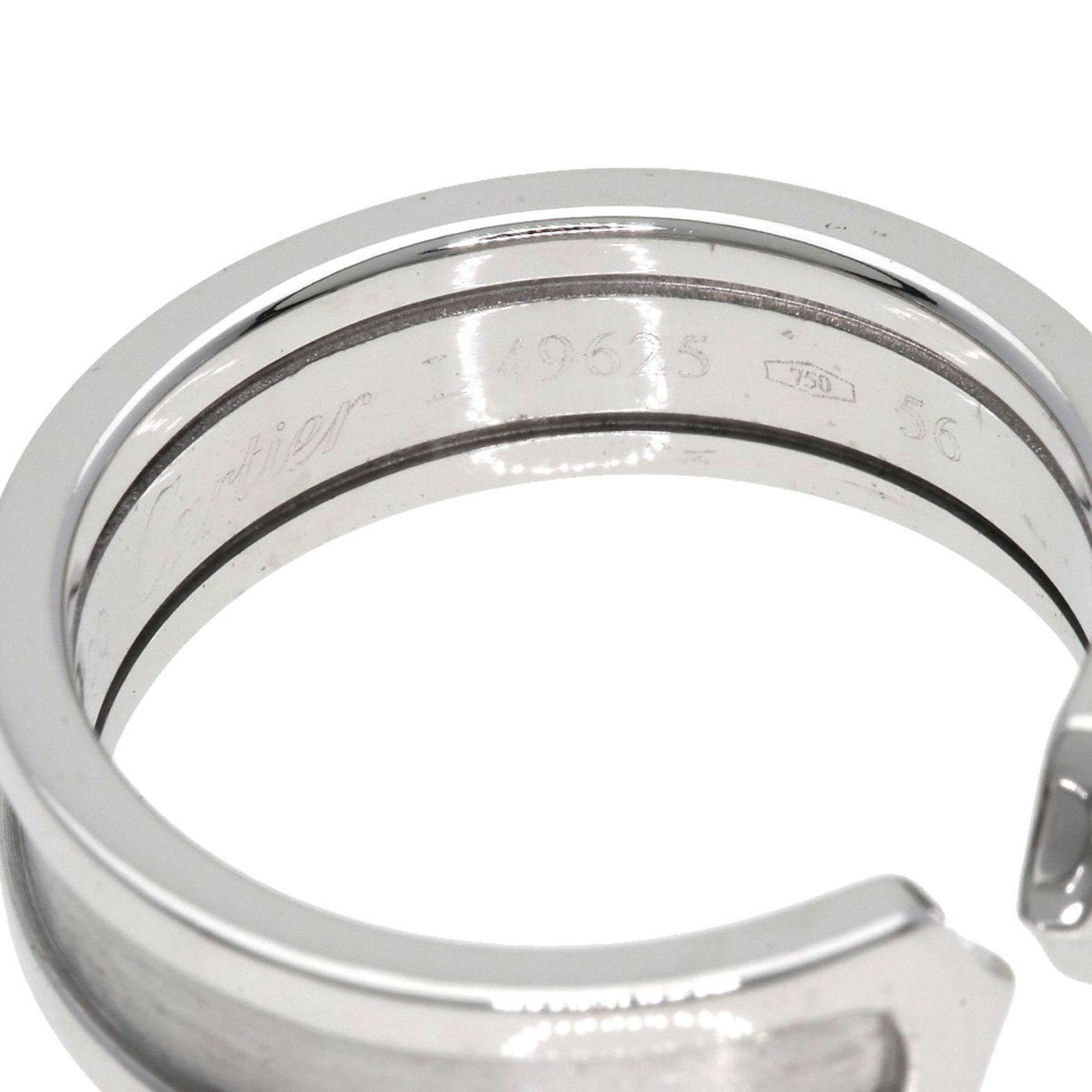 Cartier C2 Ring #56 Ring, K18 White Gold, Women's