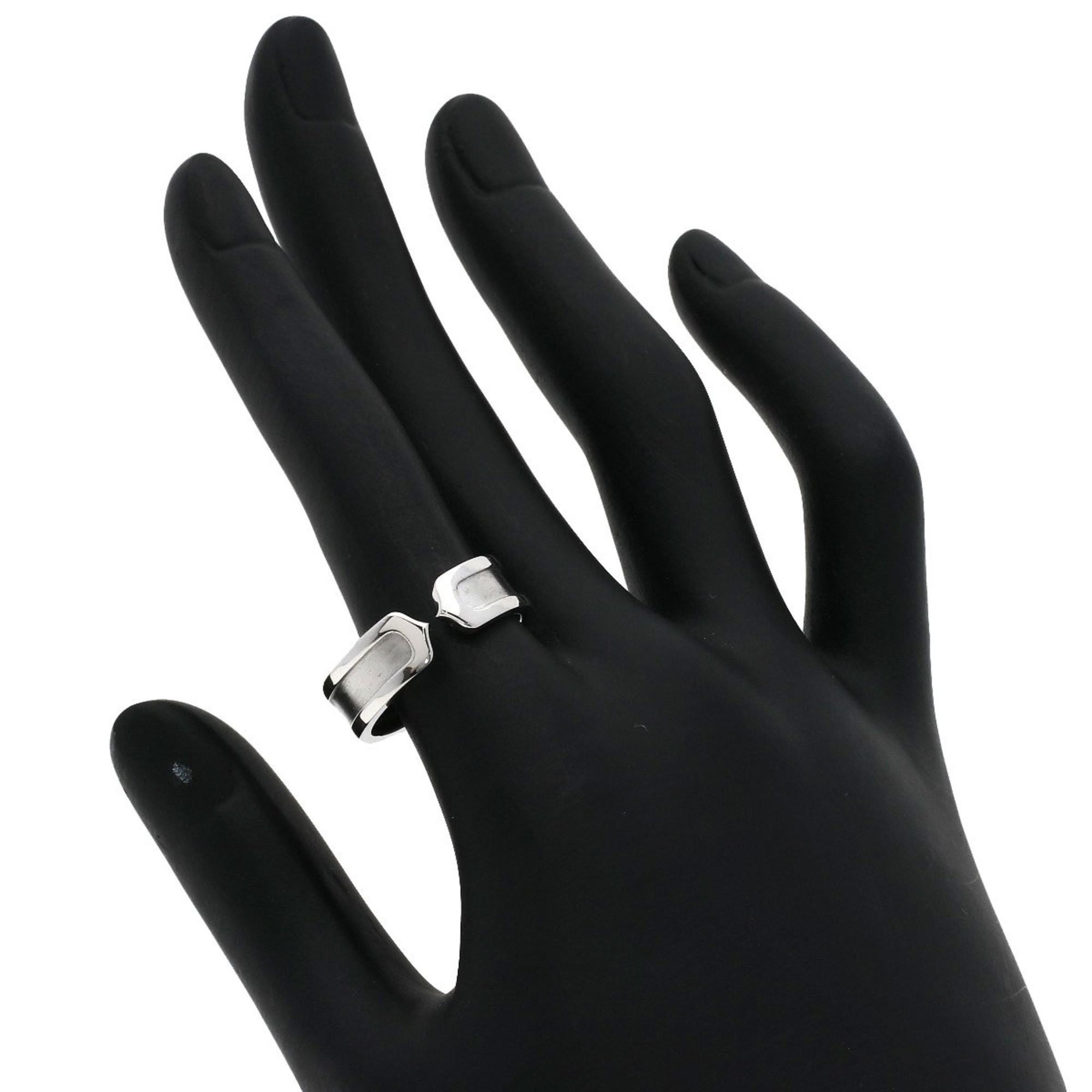 Cartier C2 Ring #56 Ring, K18 White Gold, Women's