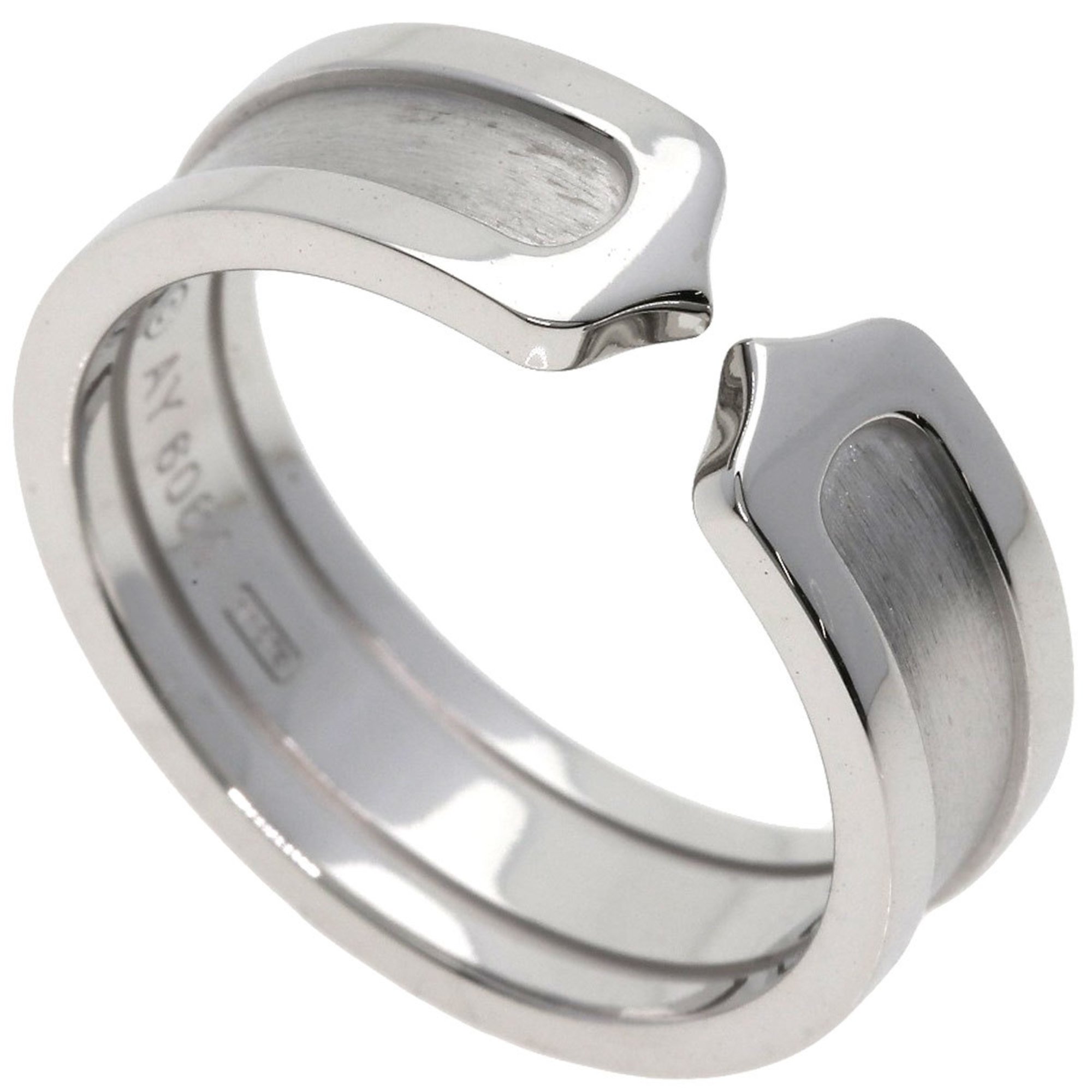 Cartier C2 Ring #57 Ring, K18 White Gold, Women's