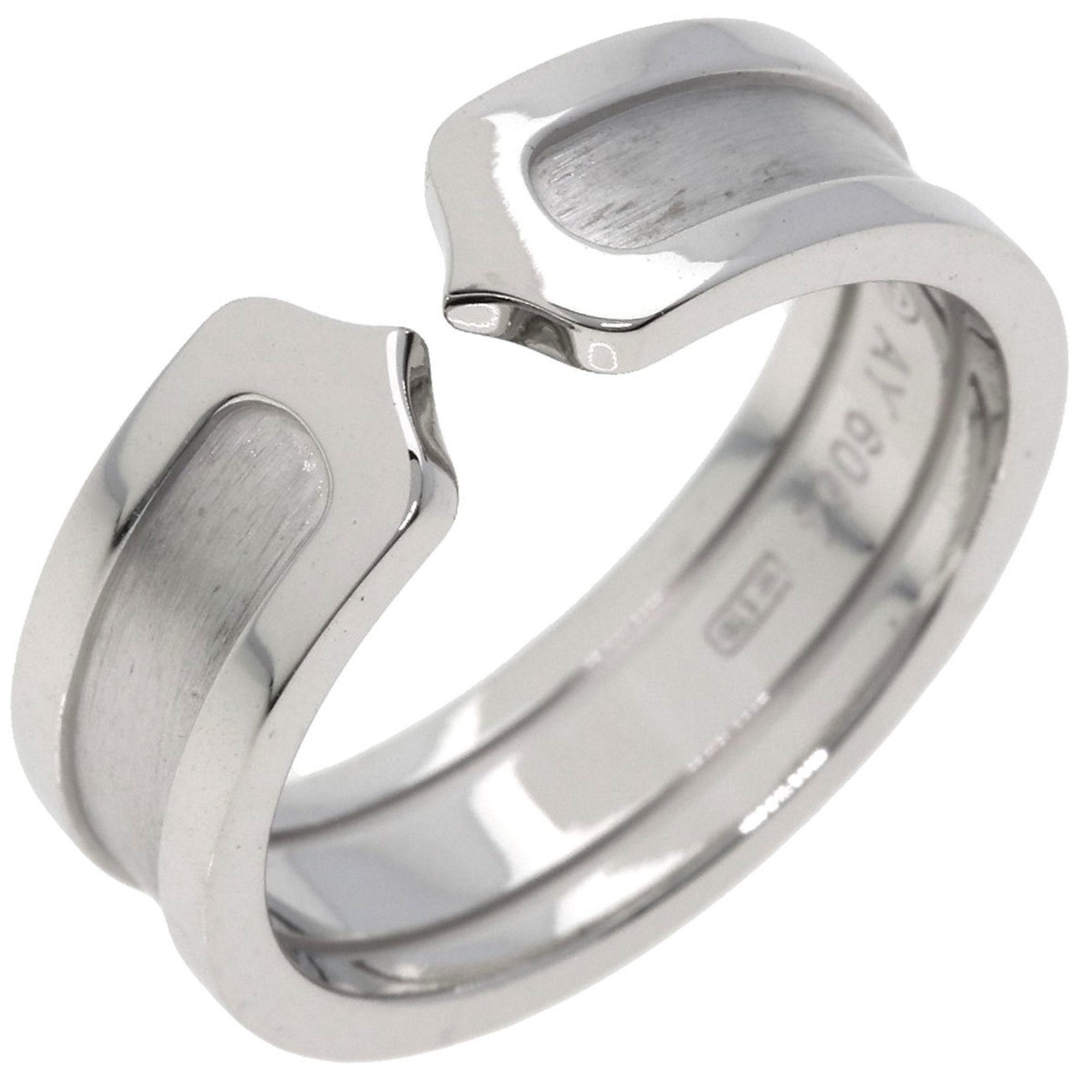 Cartier C2 Ring #57 Ring, K18 White Gold, Women's