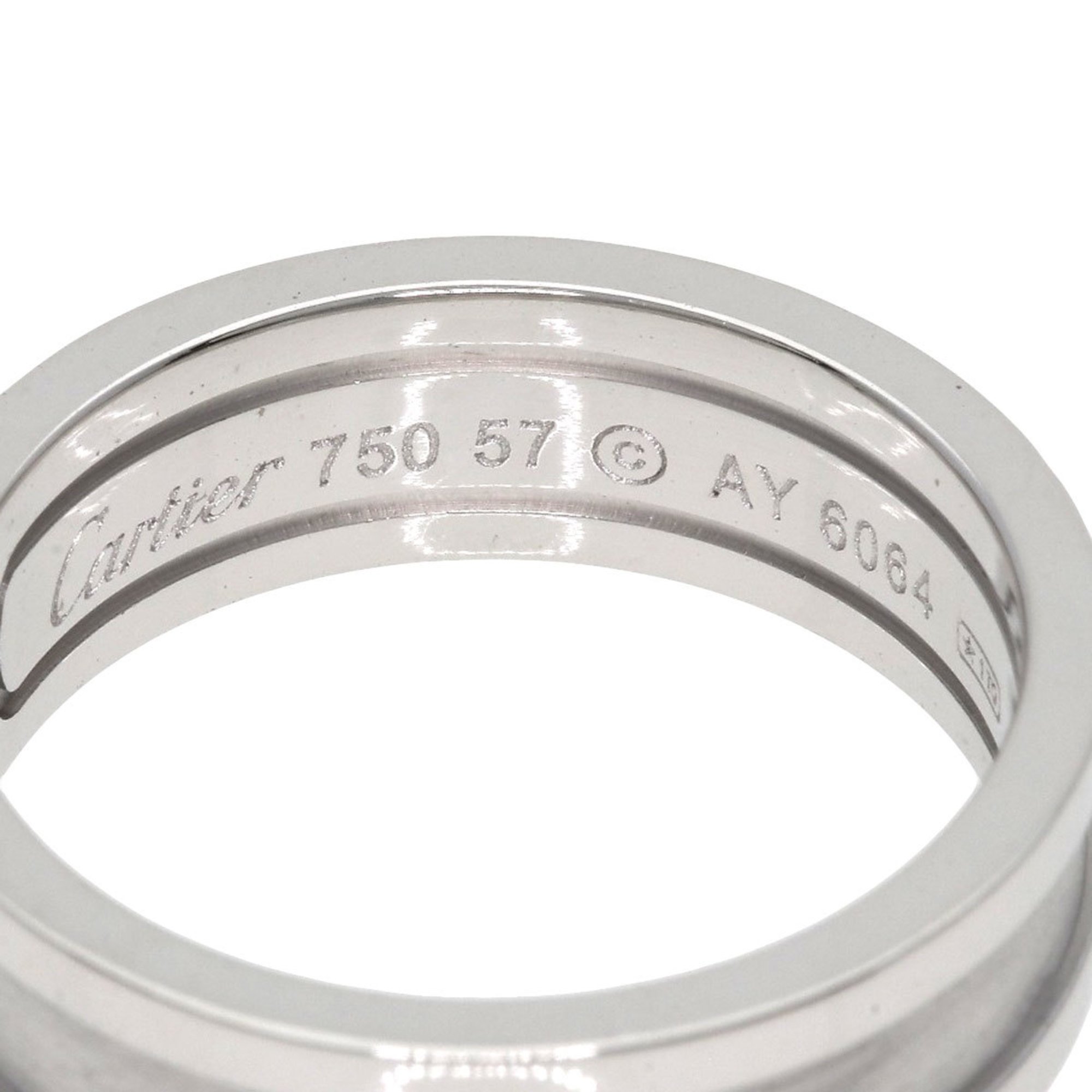 Cartier C2 Ring #57 Ring, K18 White Gold, Women's