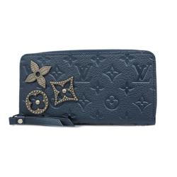 Louis Vuitton Long Wallet Monogram Empreinte Zippy M62069 Metallic Blue Ladies
