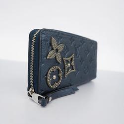 Louis Vuitton Long Wallet Monogram Empreinte Zippy M62069 Metallic Blue Ladies