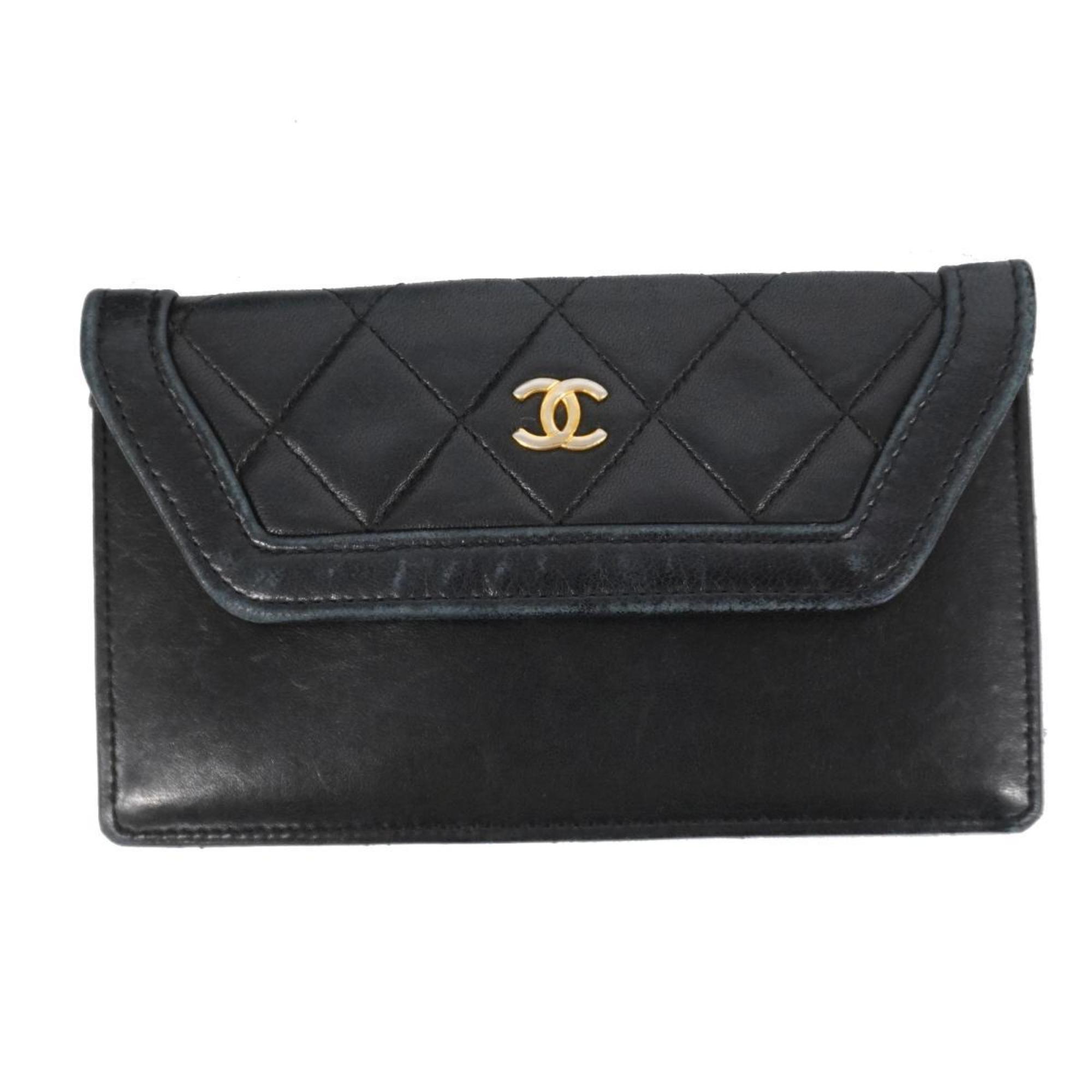 Chanel Shoulder Bag Matelasse Chain Lambskin Black Women's