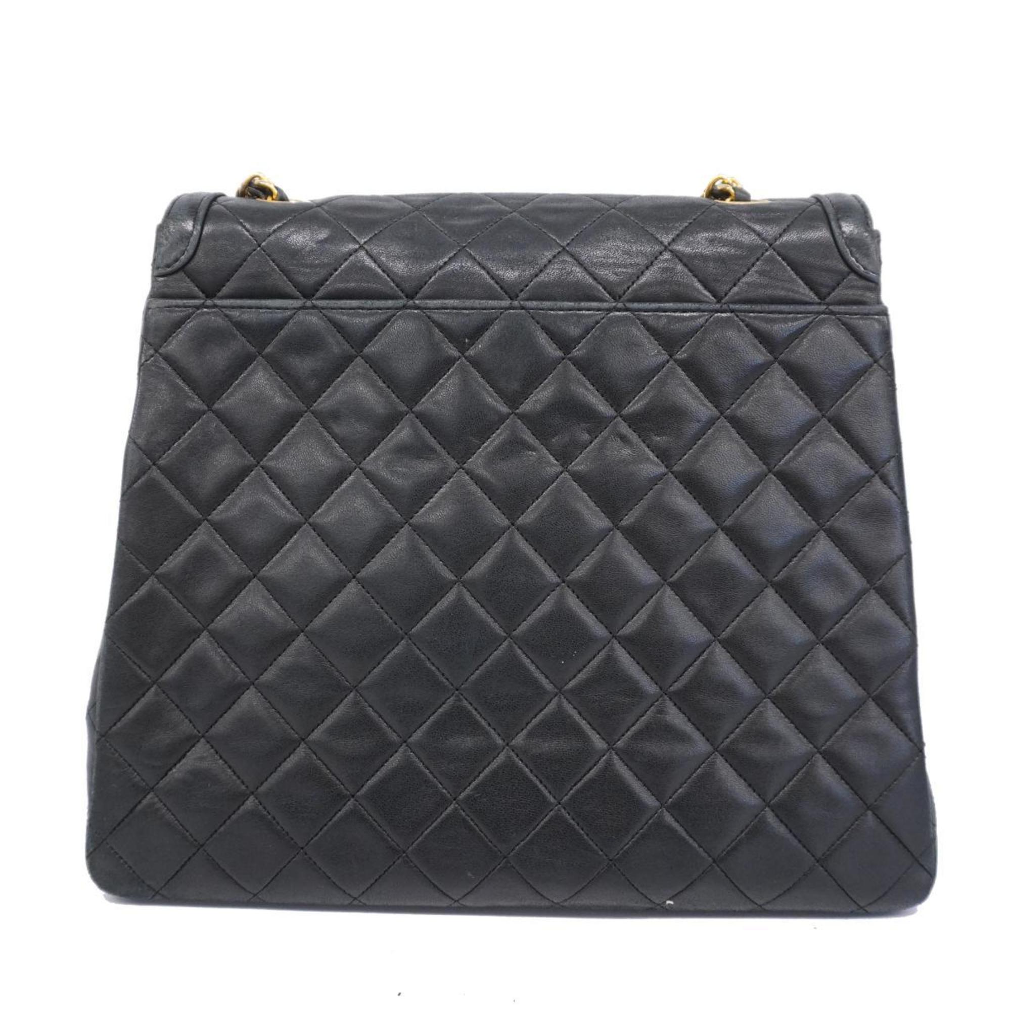 Chanel Shoulder Bag Matelasse Chain Lambskin Black Women's