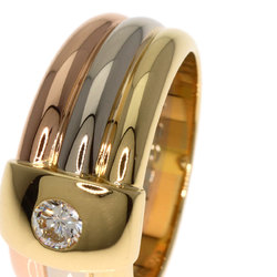 Cartier Three Color 1P Diamond #50 Ring K18 Yellow Gold K18WG K18PG Ladies