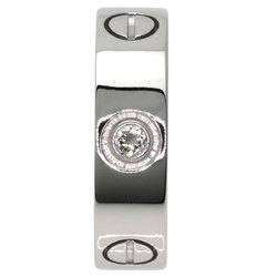 Cartier Love Ring Half Diamond #50 K18 White Gold Women's