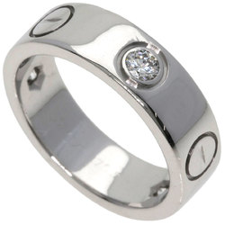 Cartier Love Ring Half Diamond #47 K18 White Gold Women's