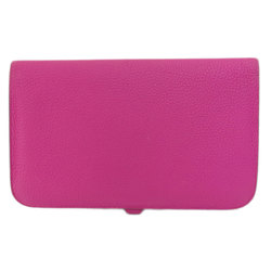 Hermes Dogon GM Purple Long Wallet Taurillon Women's