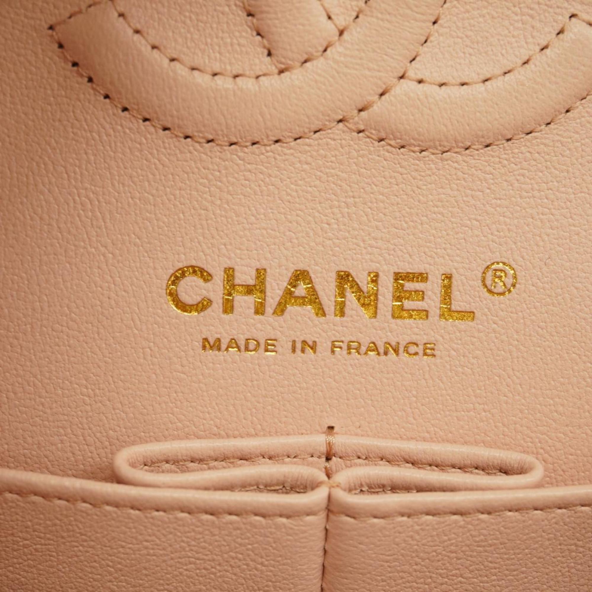 Chanel Shoulder Bag Matelasse W Flap Chain Caviar Skin Pink Champagne Women's