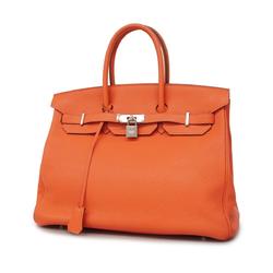 Hermes handbag Birkin 35 □R stamped Taurillon Clemence Rouge Pivoine for women