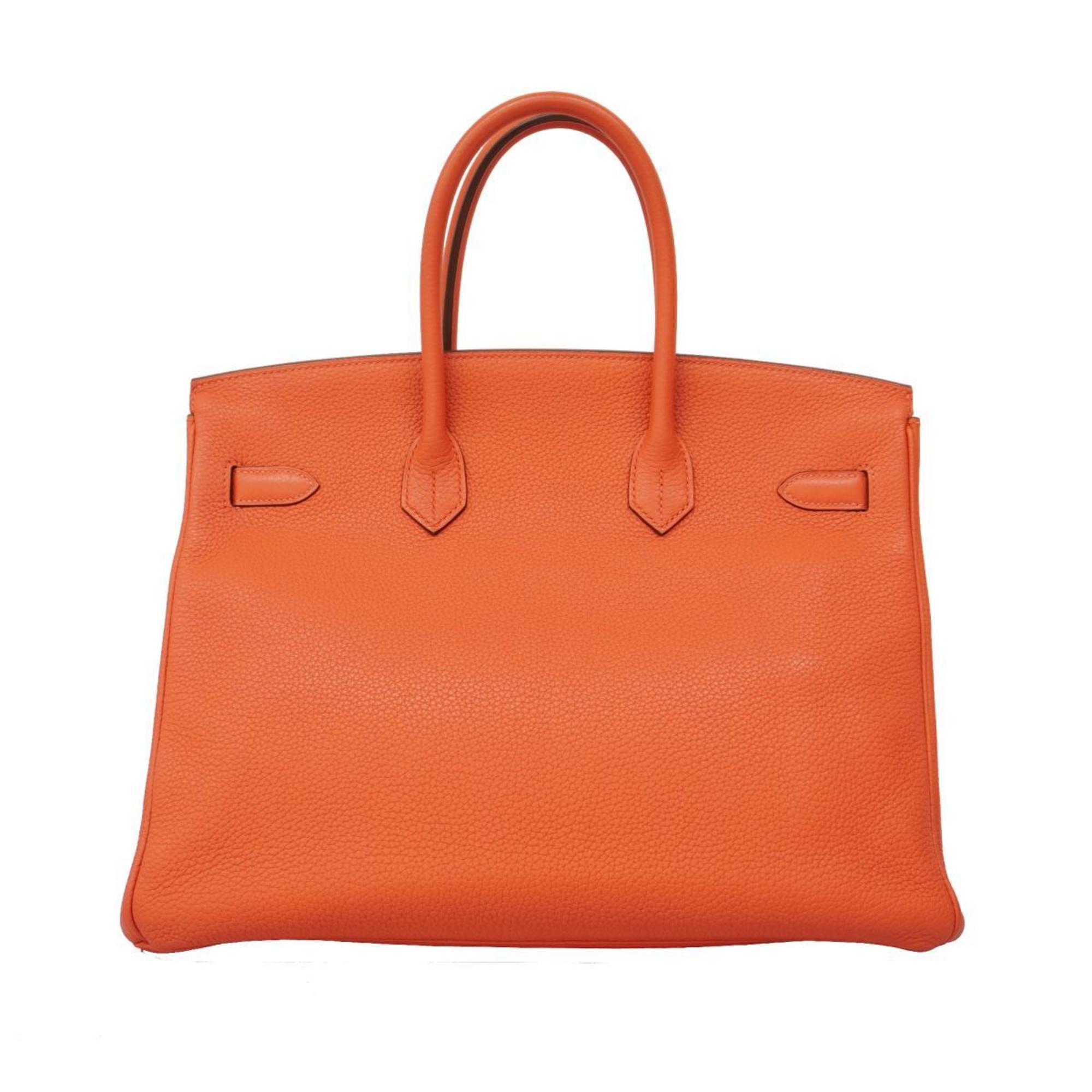 Hermes handbag Birkin 35 □R stamped Taurillon Clemence Rouge Pivoine for women