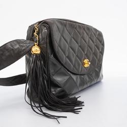 Chanel Shoulder Bag Matelasse Lambskin Black Women's