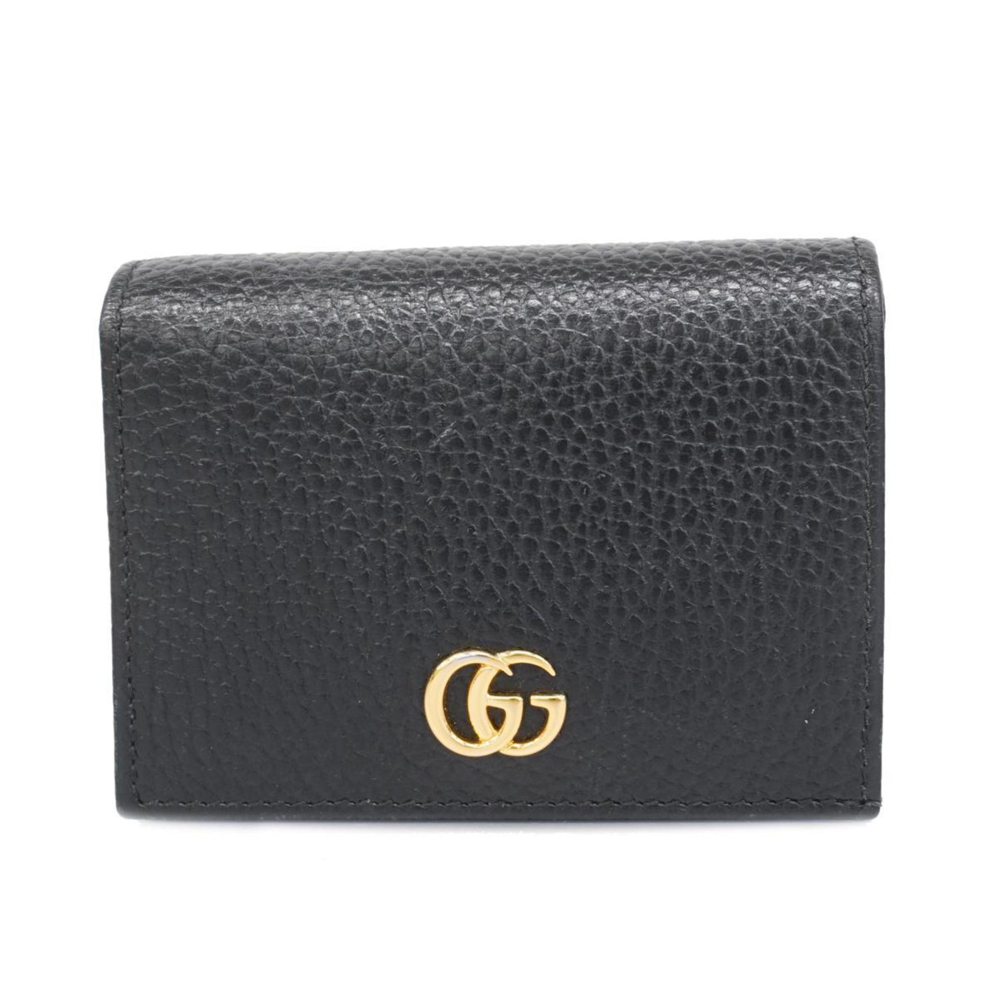 Gucci Wallet GG Marmont 456126 Leather Black Women's