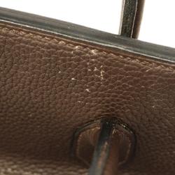 Hermes handbag Birkin 35 □L engraved Taurillon Clemence Ebene for women