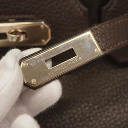 Hermes handbag Birkin 35 □L engraved Taurillon Clemence Ebene for women