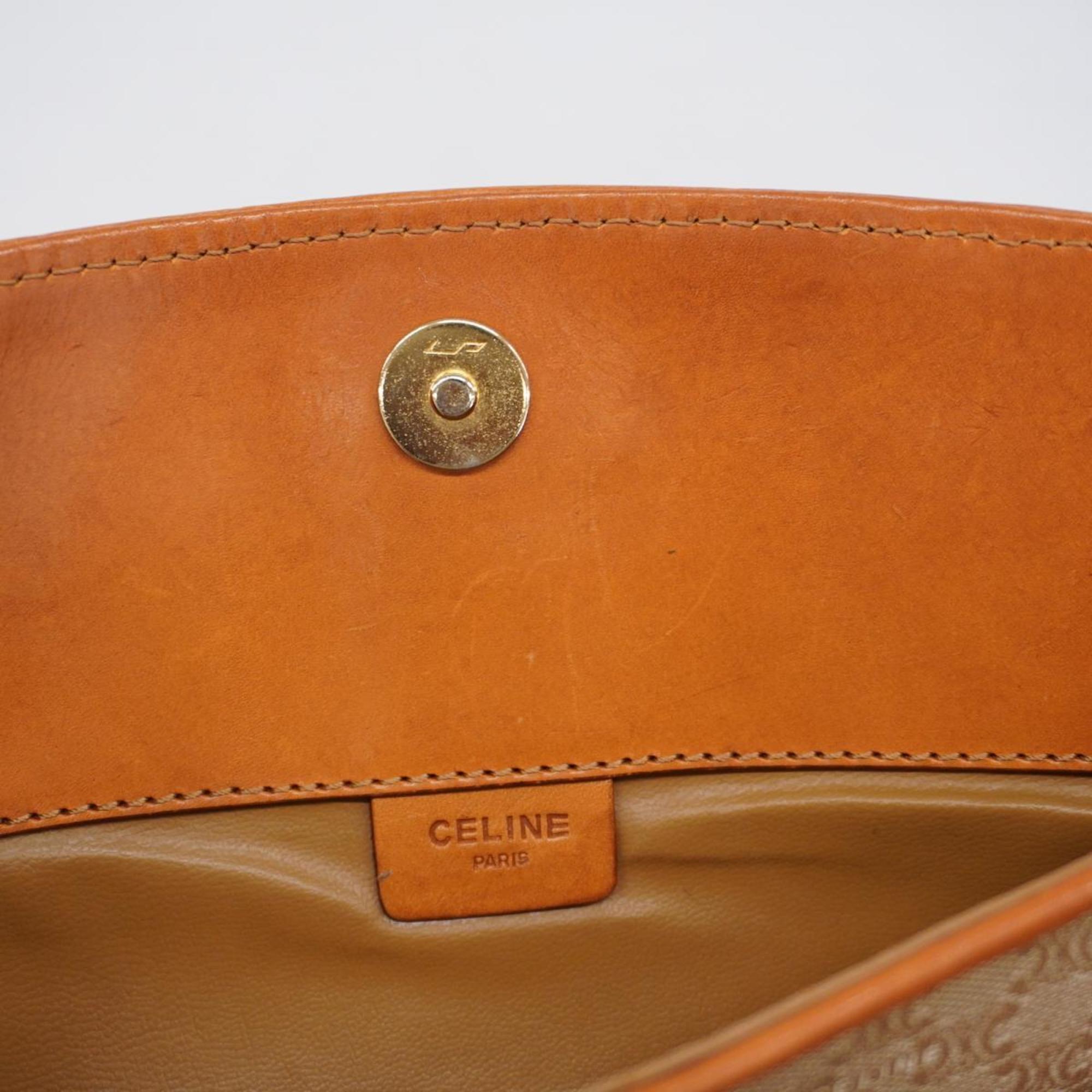 Celine clutch bag macadam brown beige women's