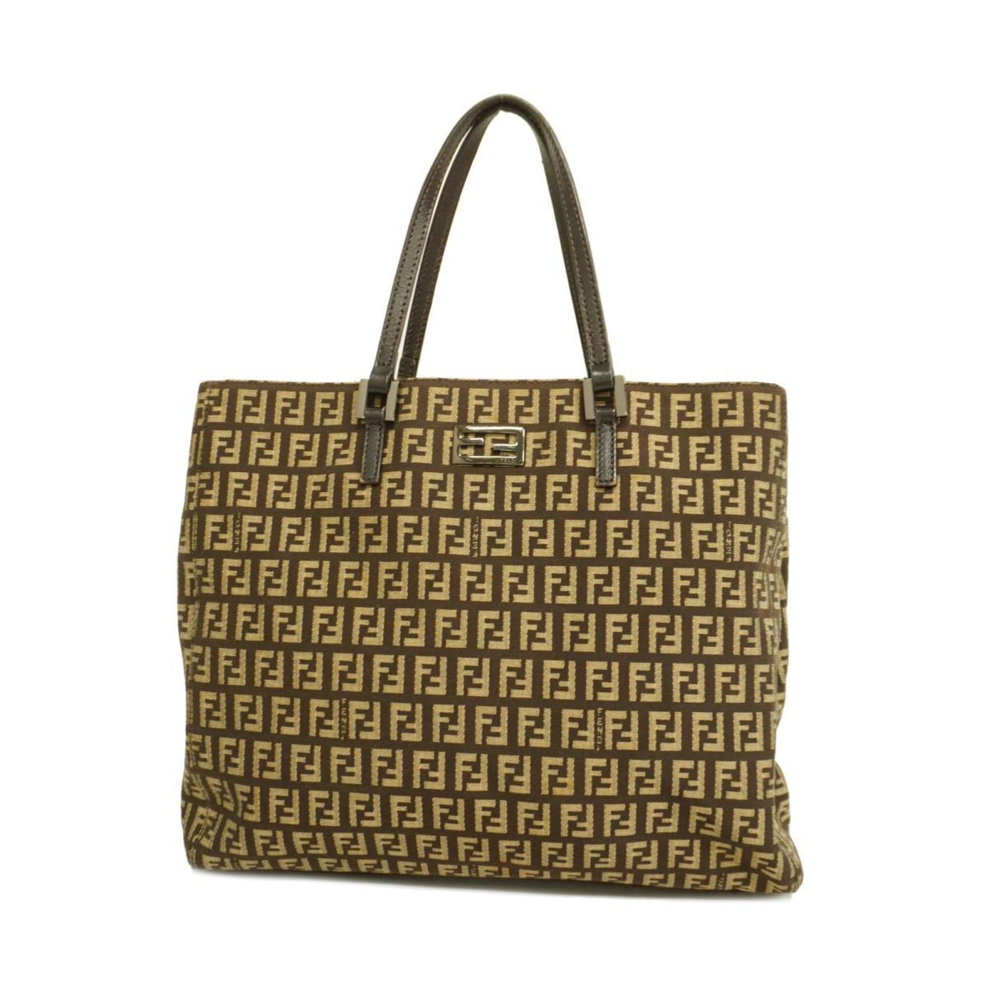 Fendi Zucchino Tote Bag Nylon Canvas Brown Women's