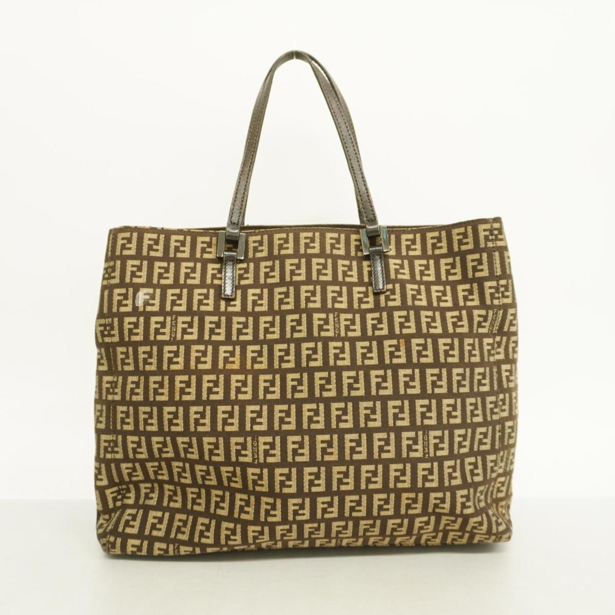 Fendi Zucchino Tote Bag Nylon Canvas Brown Women's