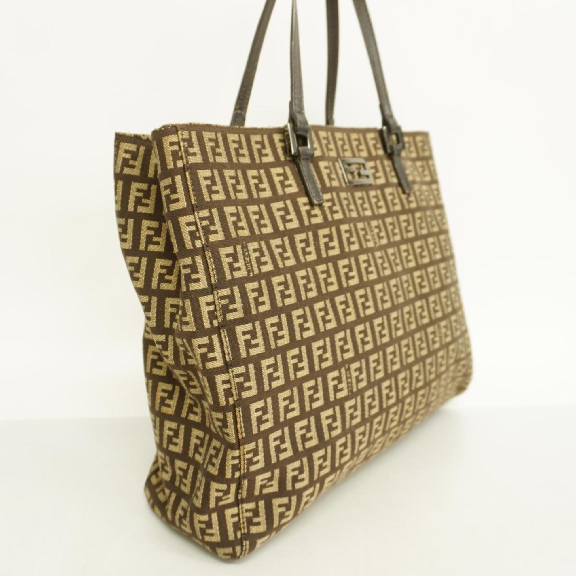 Fendi Zucchino Tote Bag Nylon Canvas Brown Women's