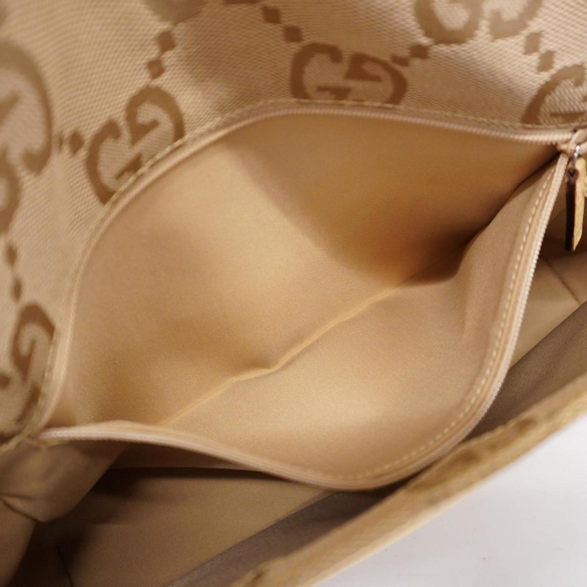 Gucci Shoulder Bag Jumbo GG 001 3805 Canvas Beige Women's