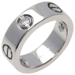 Cartier Love Ring Half Diamond #47 K18 White Gold Women's