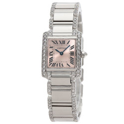 Cartier WE1002SF Tank Francaise SM Diamond Manufacturer Complete Wristwatch K18 White Gold K18WG x Ladies