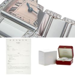 Cartier WE1002SF Tank Francaise SM Diamond Manufacturer Complete Wristwatch K18 White Gold K18WG x Ladies
