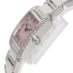 Cartier WE1002SF Tank Francaise SM Diamond Manufacturer Complete Wristwatch K18 White Gold K18WG x Ladies