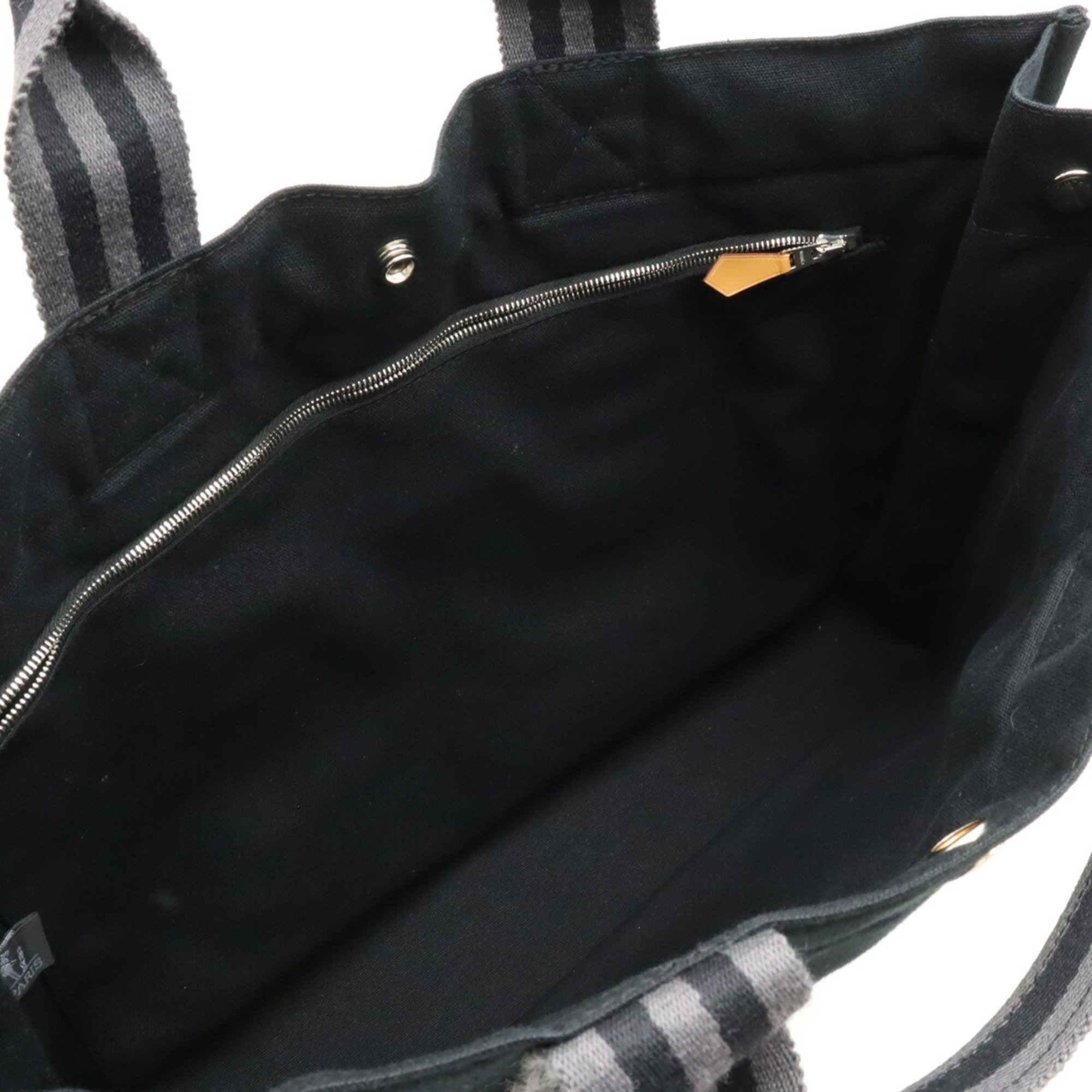 HERMES Hermes Foult Tote MM bag Handbag Canvas Black Grey