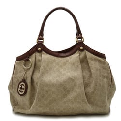 GUCCI GG Canvas Sukey Shoulder Bag Tote Leather Beige Brown 211943